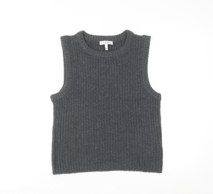 b.young Unisex Grey Knit Wool Blend Sleeveless Vest M