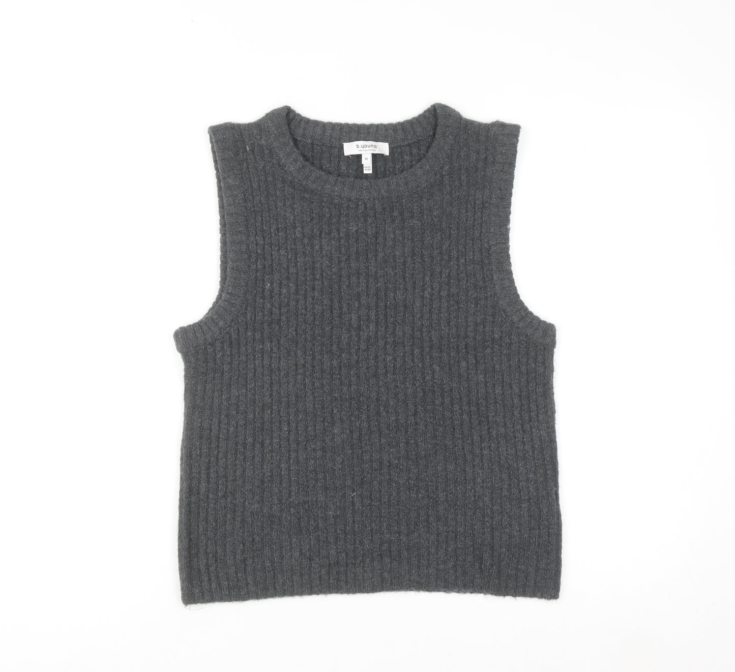 b.young Unisex Grey Knit Wool Blend Sleeveless Vest M