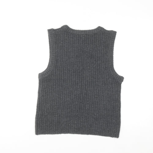 b.young Unisex Grey Knit Wool Blend Sleeveless Vest M
