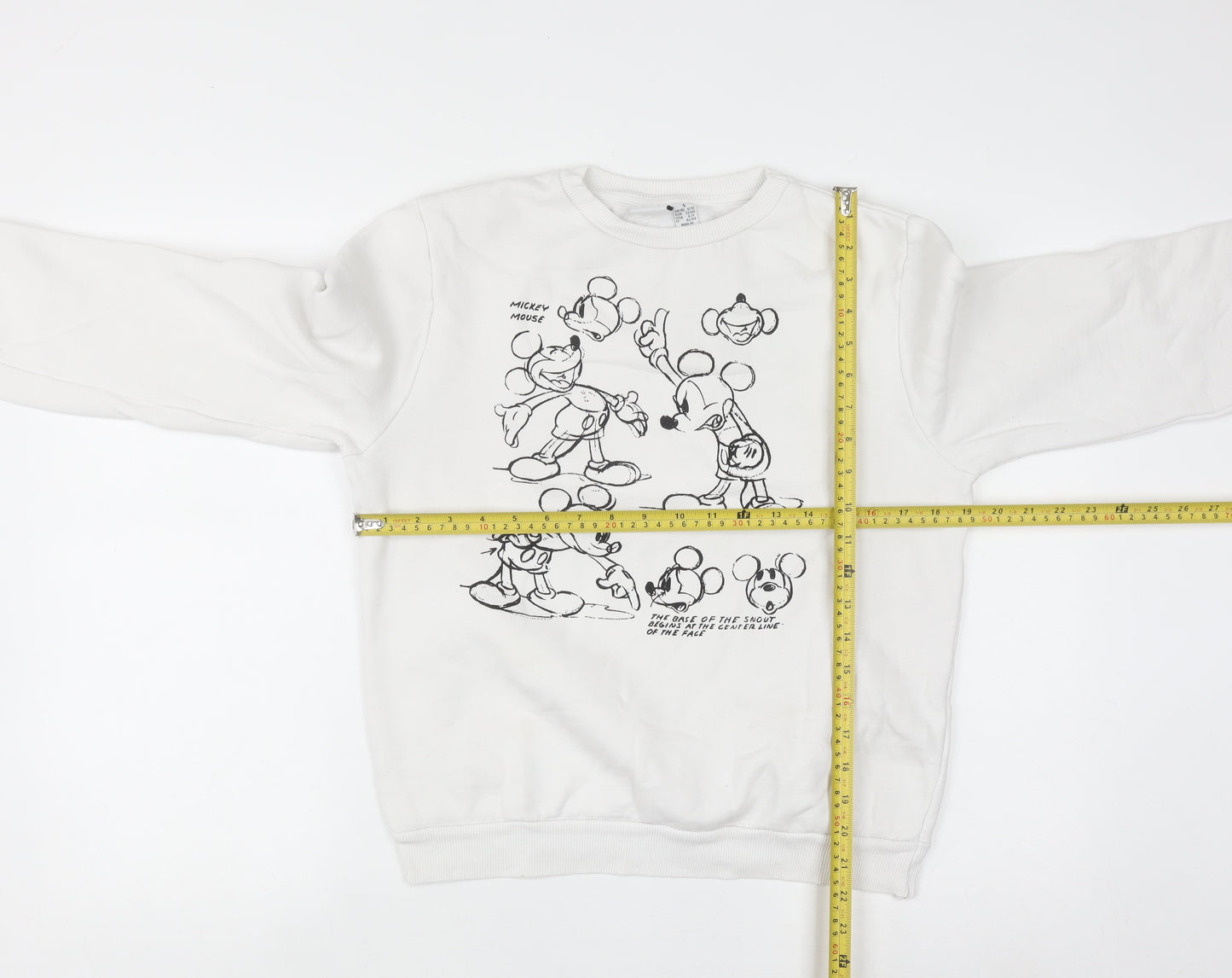 Disney Women White Mickey Mouse Print Pullover Sweatshirt Size 10/12