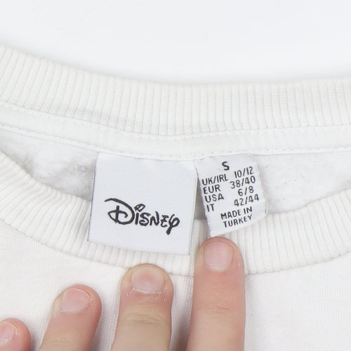 Disney Women White Mickey Mouse Print Pullover Sweatshirt Size 10/12