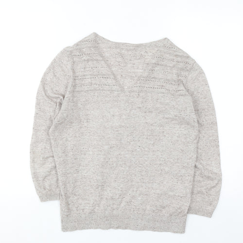 Fat Face Womens Beige Cotton Knit Cardigan UK 12 V-Neck Long Sleeve