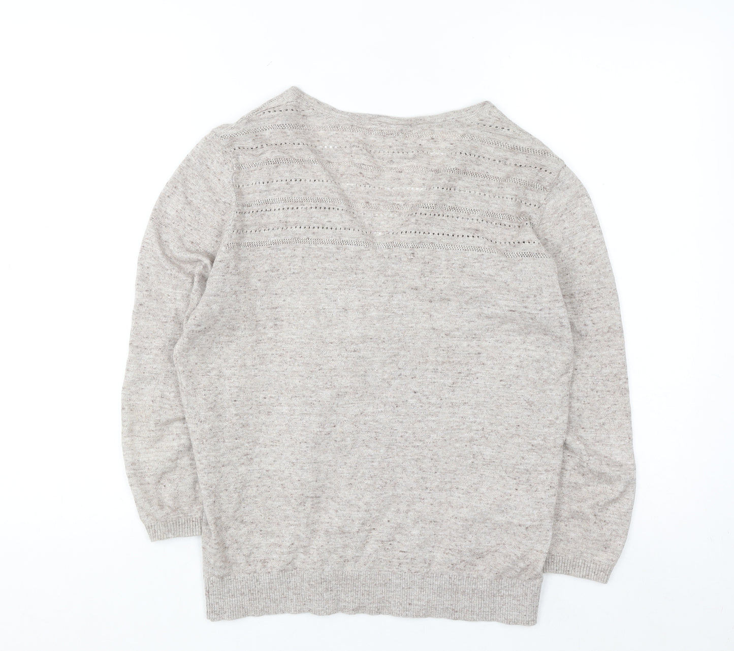 Fat Face Womens Beige Cotton Knit Cardigan UK 12 V-Neck Long Sleeve