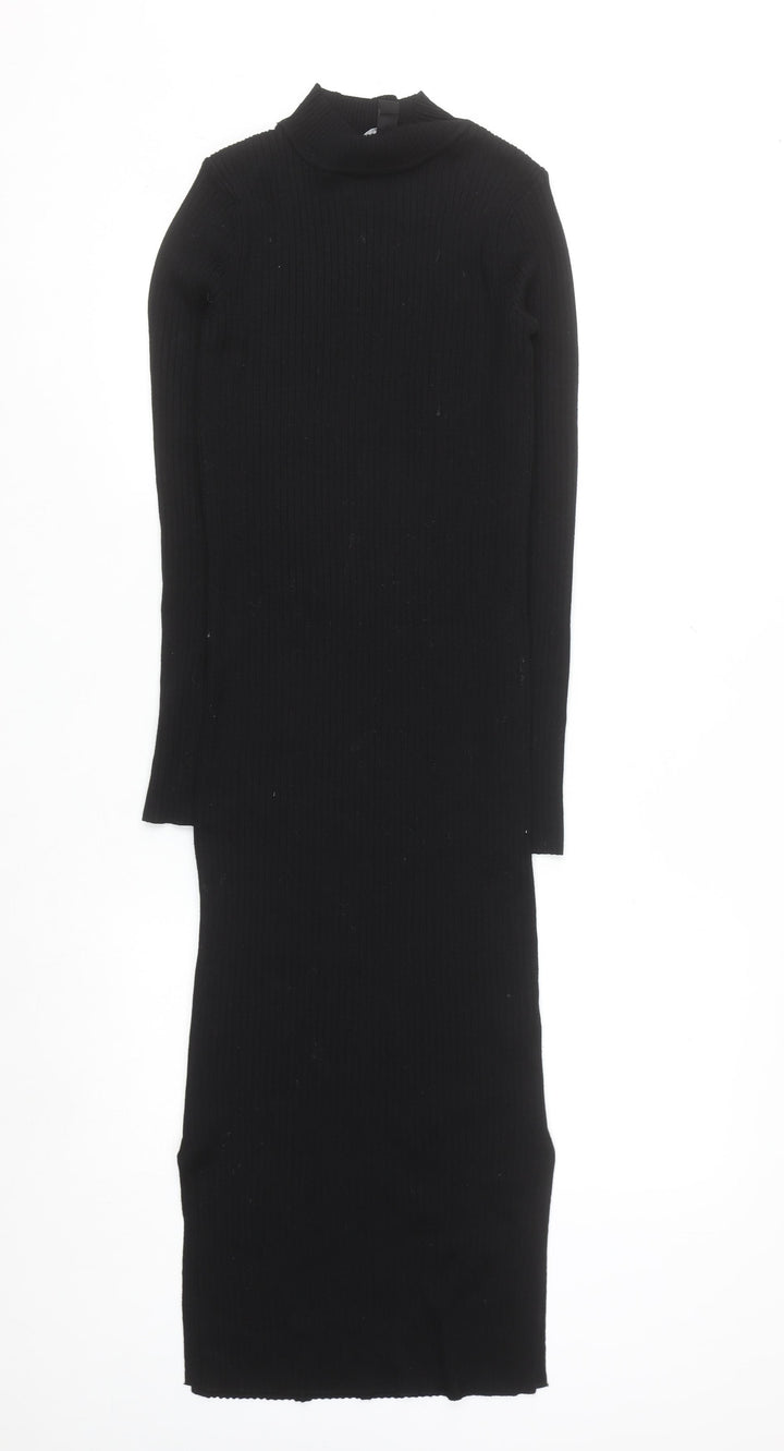 New Look Women Black Size 8 Knit Bodycon Midi Dress