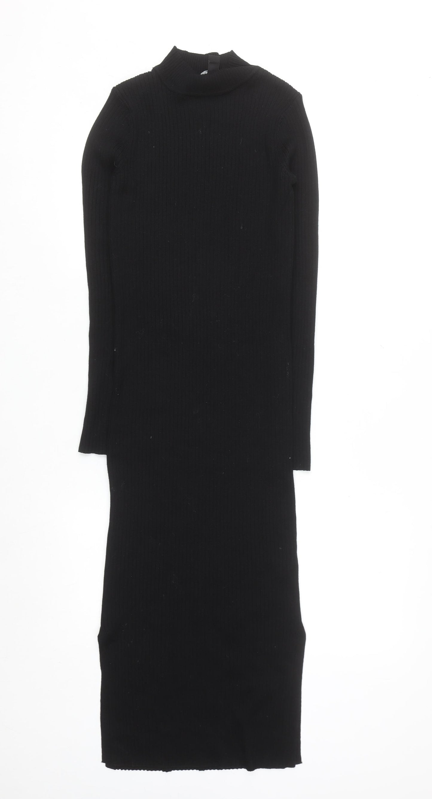 New Look Women Black Size 8 Knit Bodycon Midi Dress
