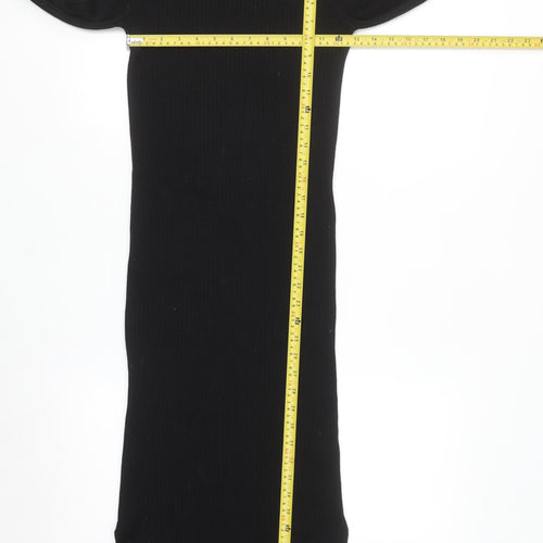 New Look Women Black Size 8 Knit Bodycon Midi Dress