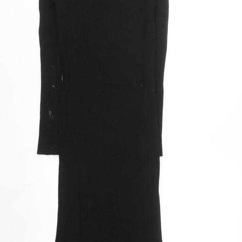 New Look Women Black Size 8 Knit Bodycon Midi Dress