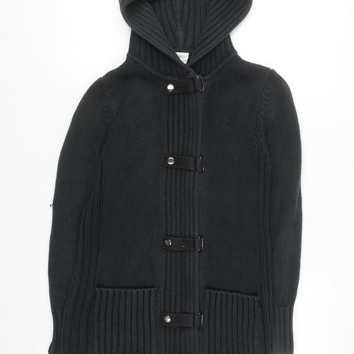Next Petite Women's Black Chunky Knit Hooded Cardigan Small