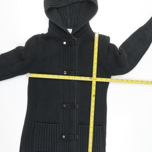 Next Petite Women's Black Chunky Knit Hooded Cardigan Small