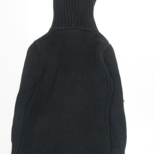 Next Petite Women's Black Chunky Knit Hooded Cardigan Small