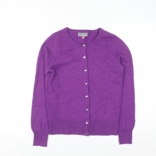 John Lewis Women Purple Cashmere Cardigan Size 12 Crew Neck