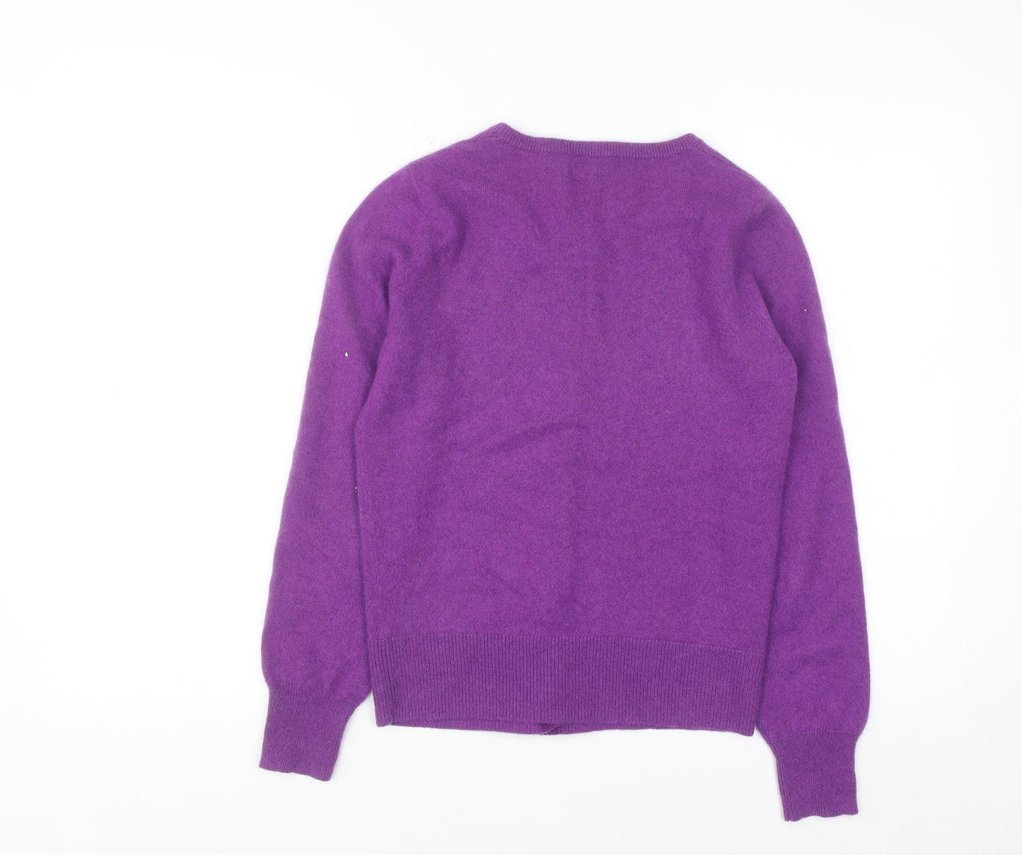 John Lewis Women Purple Cashmere Cardigan Size 12 Crew Neck