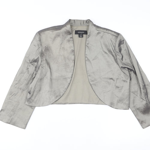 R&M Richards Women's Silver Cropped Shawl Blazer Size 14