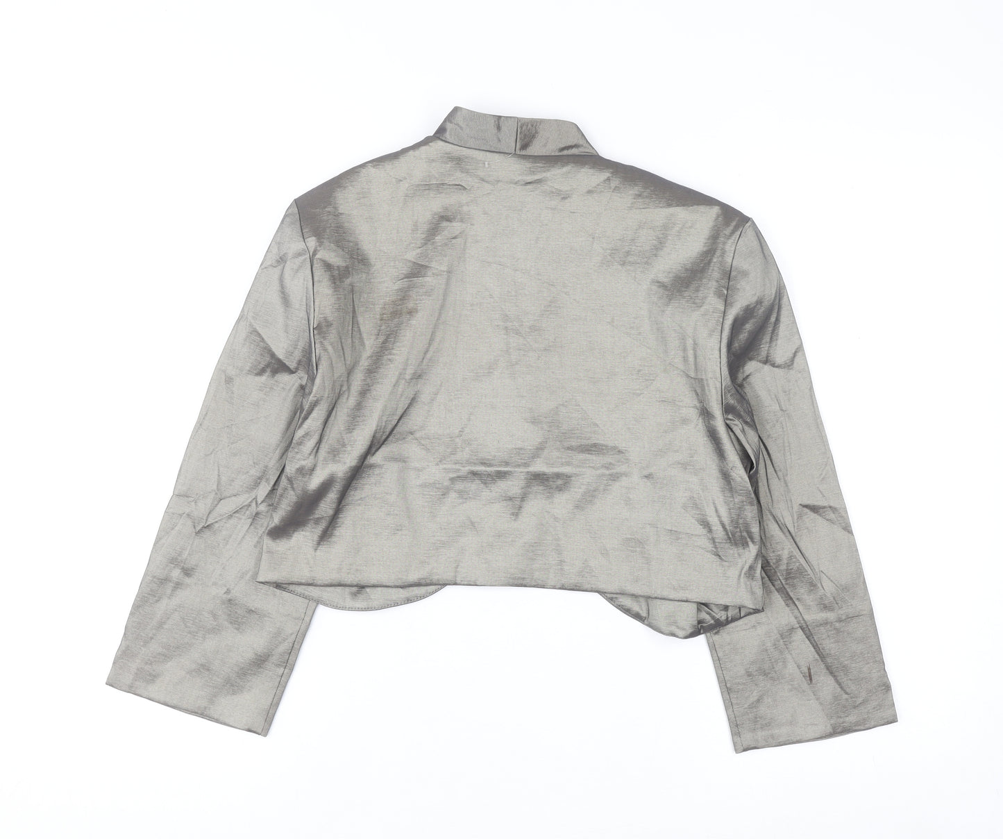R&M Richards Women's Silver Cropped Shawl Blazer Size 14