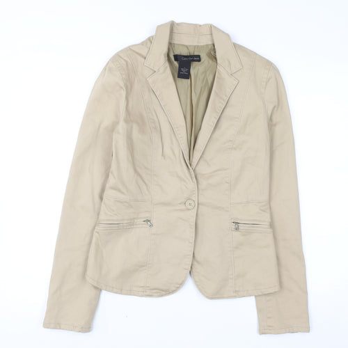 Calvin Klein Jeans Women Beige Blazer Size M Cotton Blend Jacket
