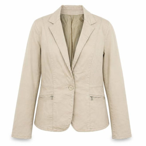 Calvin Klein Jeans Women Beige Blazer Size M Cotton Blend Jacket