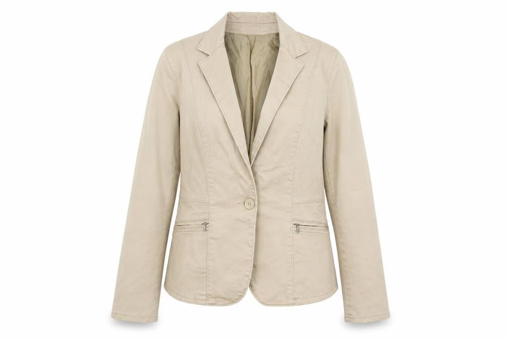 Calvin Klein Jeans Women Beige Blazer Size M Cotton Blend Jacket