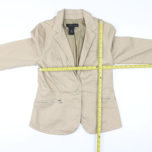 Calvin Klein Jeans Women Beige Blazer Size M Cotton Blend Jacket