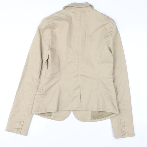 Calvin Klein Jeans Women Beige Blazer Size M Cotton Blend Jacket