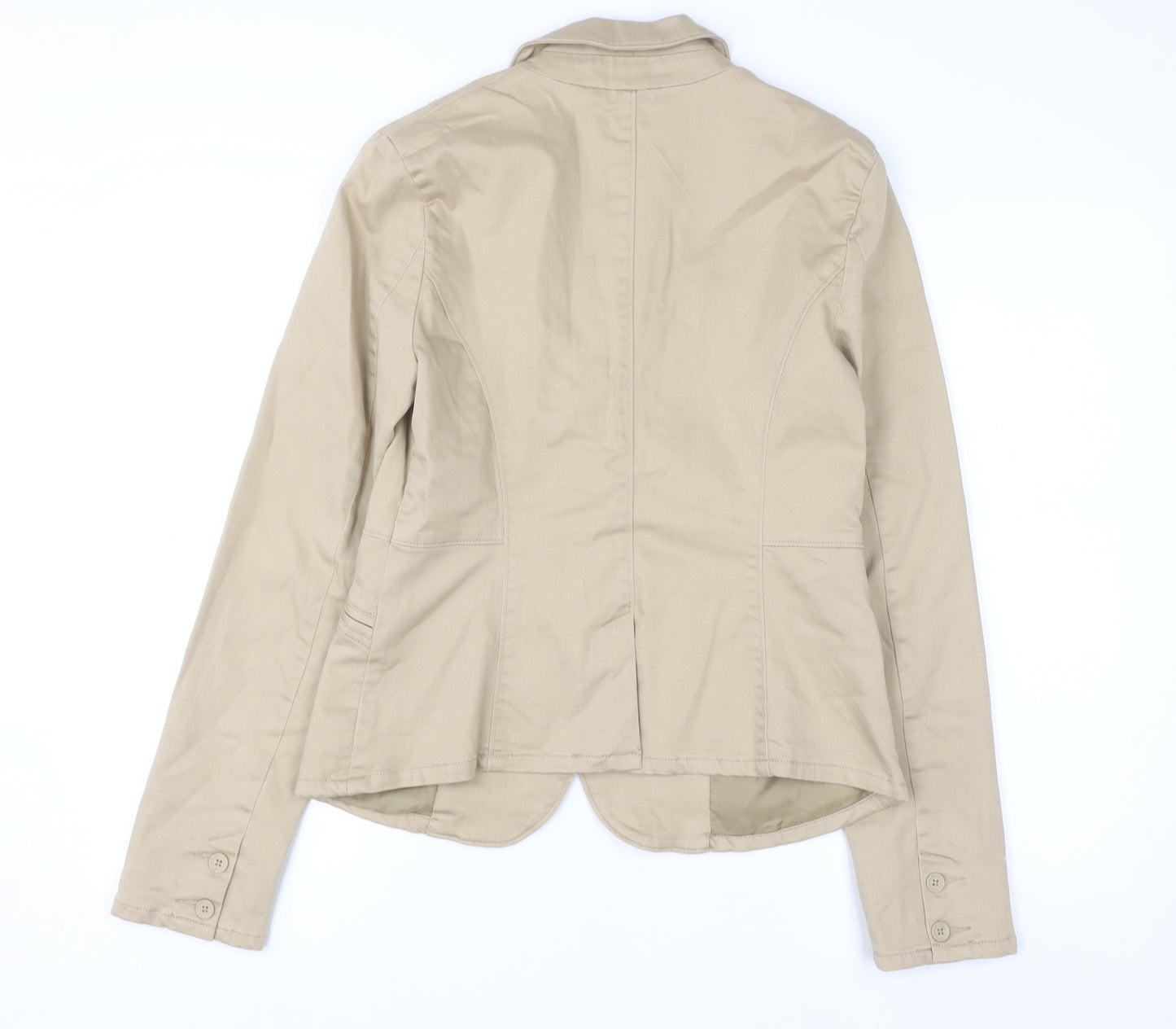 Calvin Klein Jeans Women Beige Blazer Size M Cotton Blend Jacket