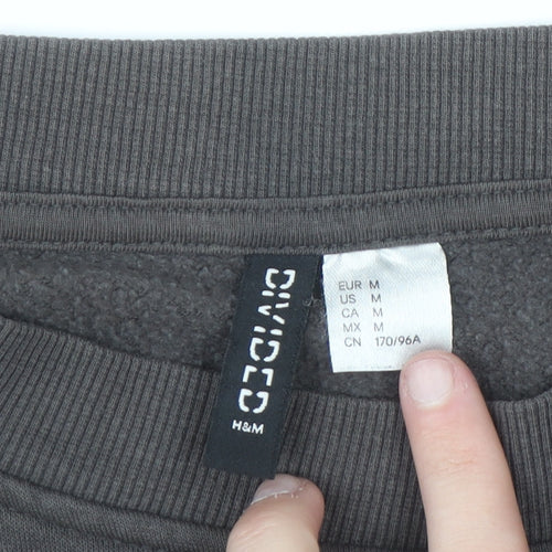 H&M Divided Women's Grey Pullover Sweatshirt Size 12 Sprint Track Graphic