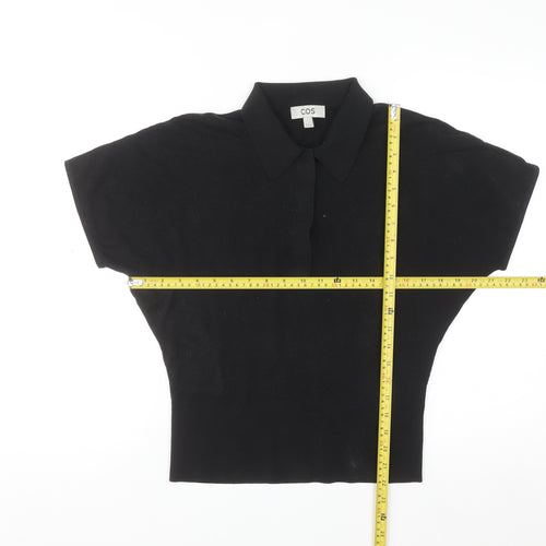 COS Women's Black Collared Short Sleeve Polo Top S