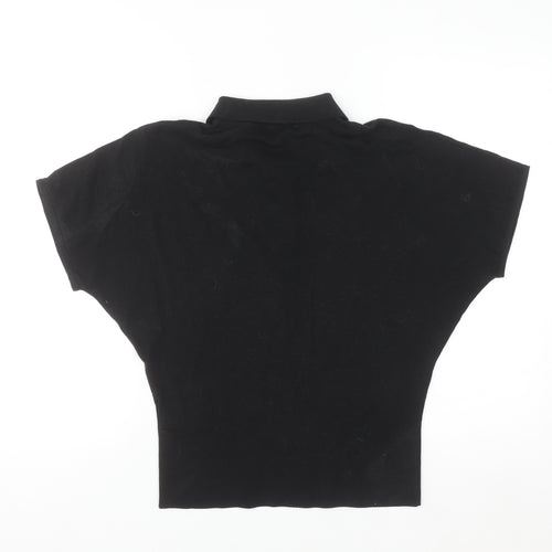 COS Women's Black Collared Short Sleeve Polo Top S