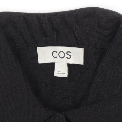 COS Women's Black Collared Short Sleeve Polo Top S