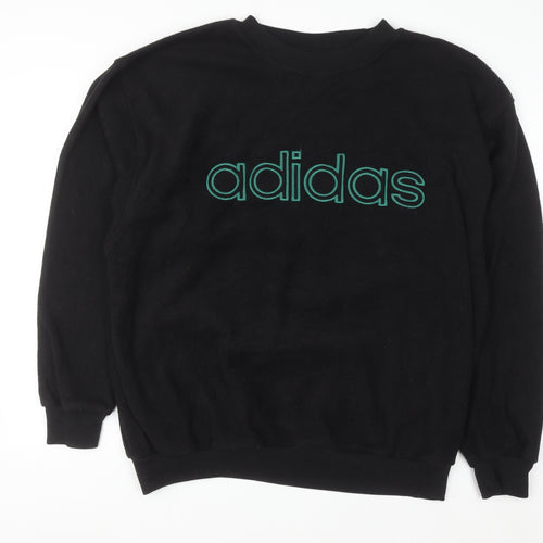 Adidas Men's Black Large Pullover Sweatshirt with Logo Embroidery