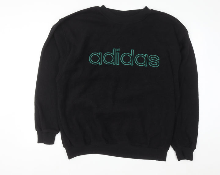 Adidas Men's Black Large Pullover Sweatshirt with Logo Embroidery