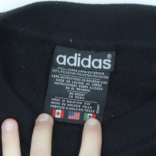 Adidas Men's Black Large Pullover Sweatshirt with Logo Embroidery