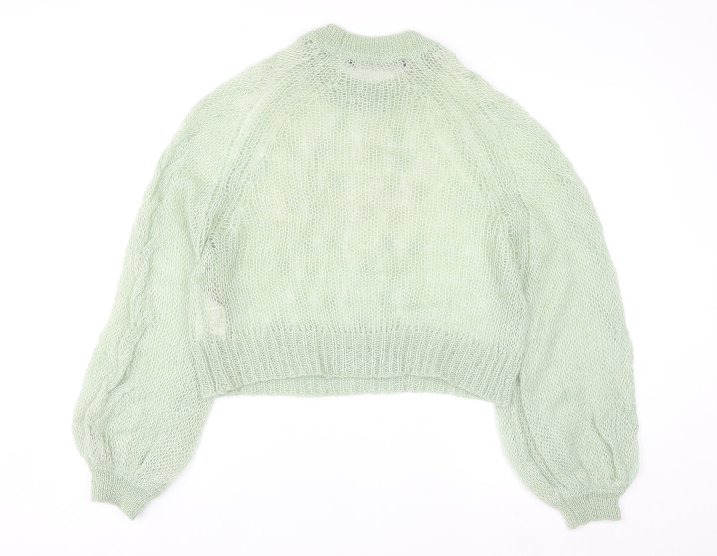 Bimba Y Lola Womens Green Mohair Wool Open Knit Jumper Size M