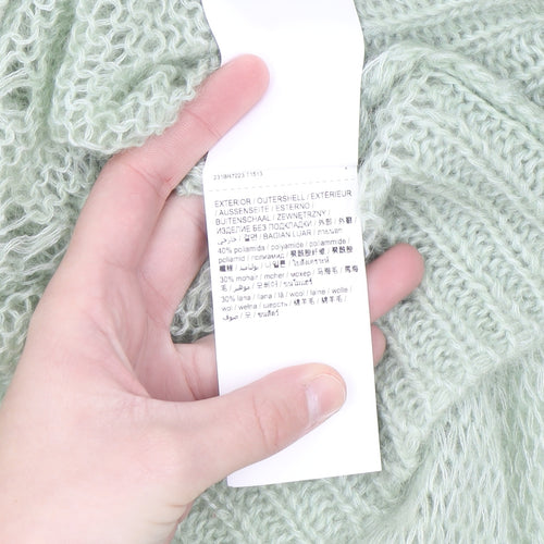 Bimba Y Lola Womens Green Mohair Wool Open Knit Jumper Size M