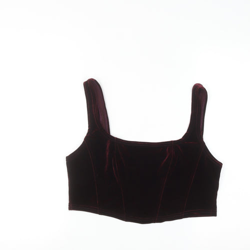 Beyond Retro Women's Brown Velvet Cropped Tank Top Size L