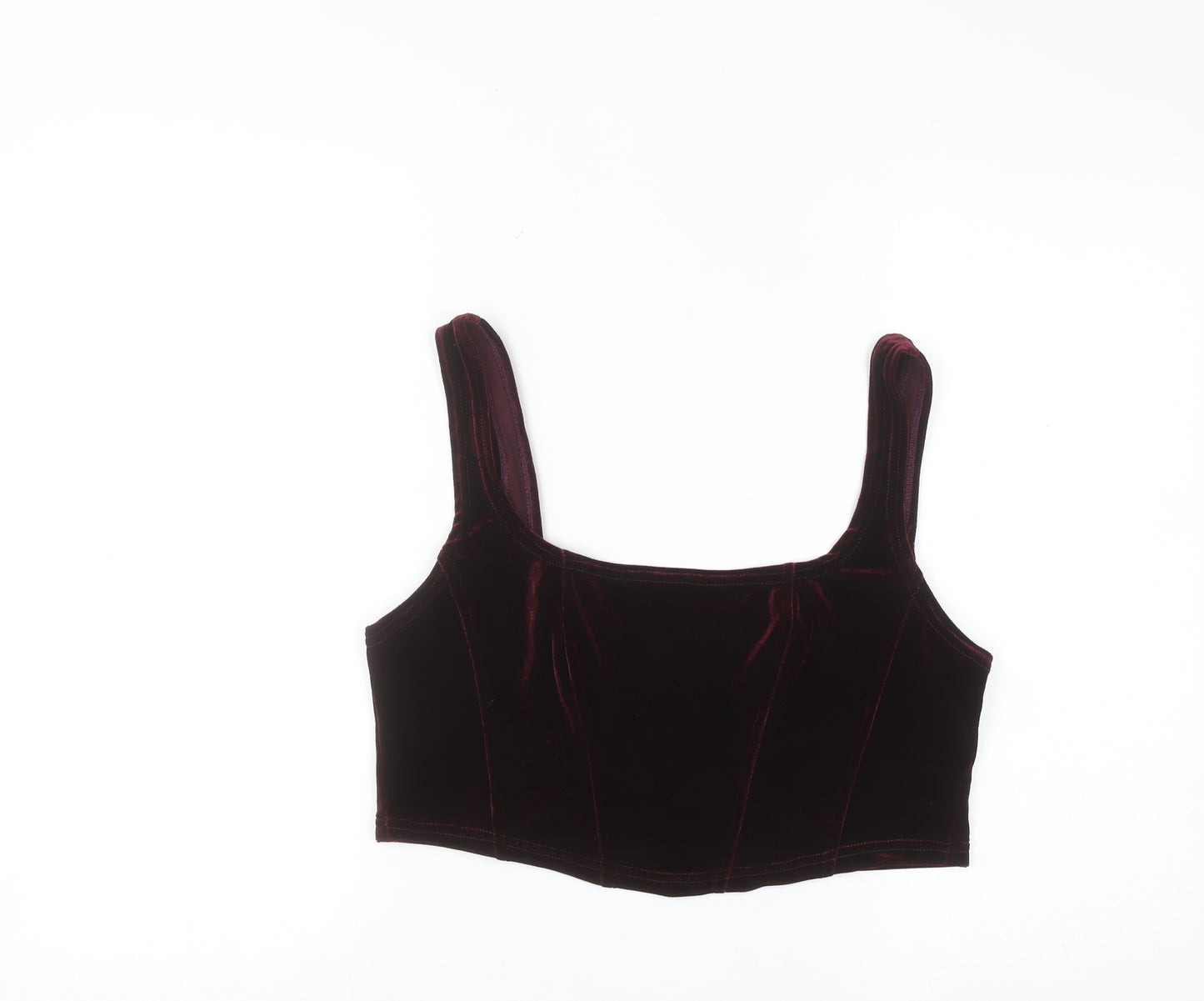Beyond Retro Women's Brown Velvet Cropped Tank Top Size L