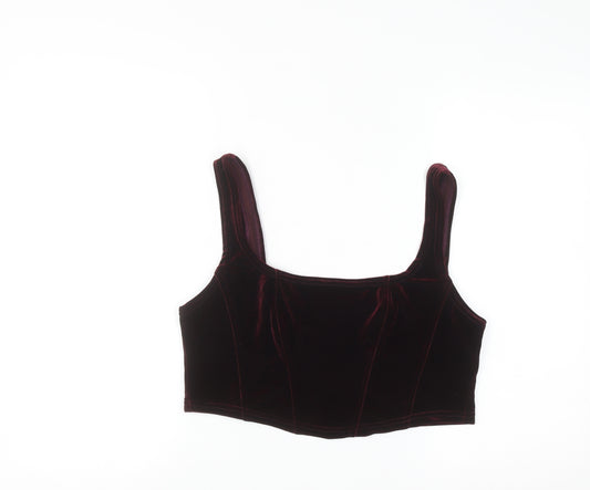 Beyond Retro Women's Brown Velvet Cropped Tank Top Size L