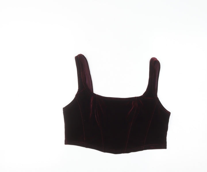 Beyond Retro Women's Brown Velvet Cropped Tank Top Size L