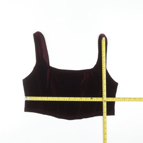 Beyond Retro Women's Brown Velvet Cropped Tank Top Size L