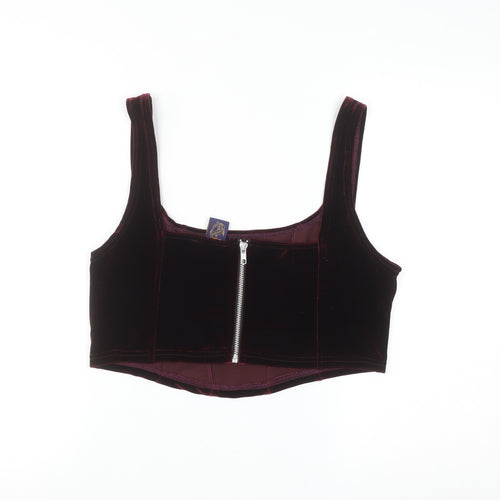 Beyond Retro Women's Brown Velvet Cropped Tank Top Size L
