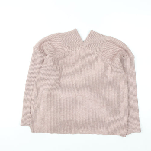 Next Petite Women’s Pink V-Neck Ribbed Pullover Jumper Size M