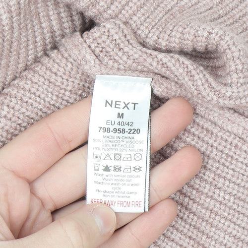 Next Petite Women’s Pink V-Neck Ribbed Pullover Jumper Size M