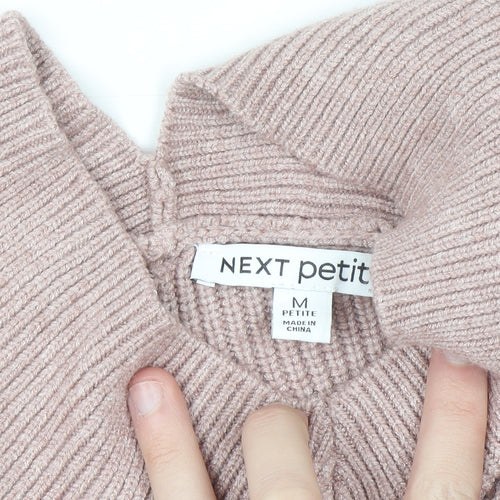 Next Petite Women’s Pink V-Neck Ribbed Pullover Jumper Size M