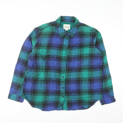 American Eagle Men’s Blue Plaid Flannel Button-Up Shirt Size M
