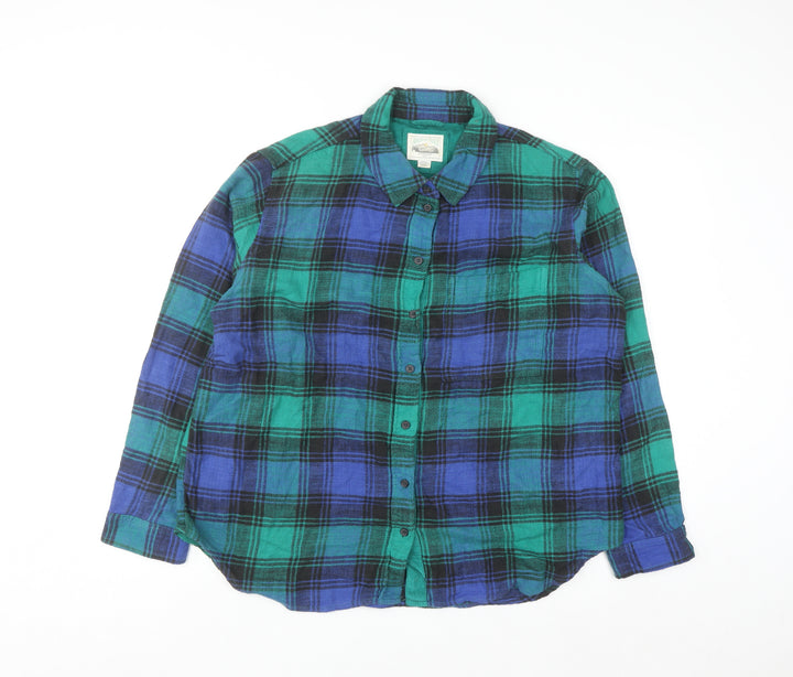 American Eagle Men’s Blue Plaid Flannel Button-Up Shirt Size M