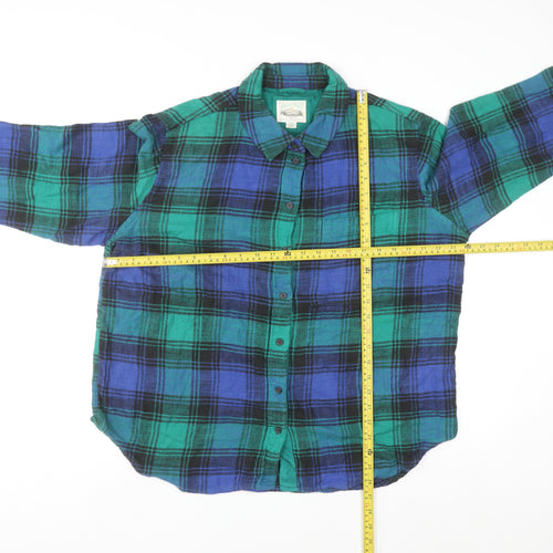 American Eagle Men’s Blue Plaid Flannel Button-Up Shirt Size M