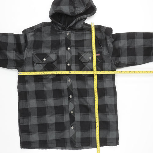 Dickies Mens Grey Check Hooded Flannel Jacket L 42-44 Workwear Style