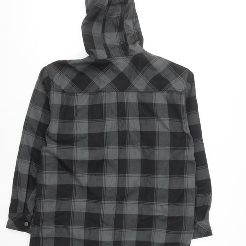 Dickies Mens Grey Check Hooded Flannel Jacket L 42-44 Workwear Style