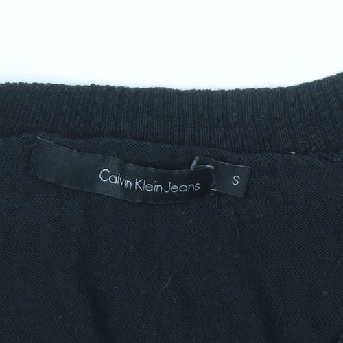 Calvin Klein Jeans Women's Black V-Neck Knit Jumper Size S