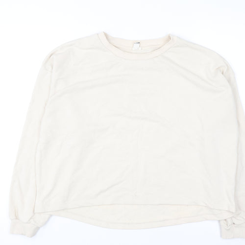 River Island Women Beige Cotton Blend Pullover Sweatshirt M