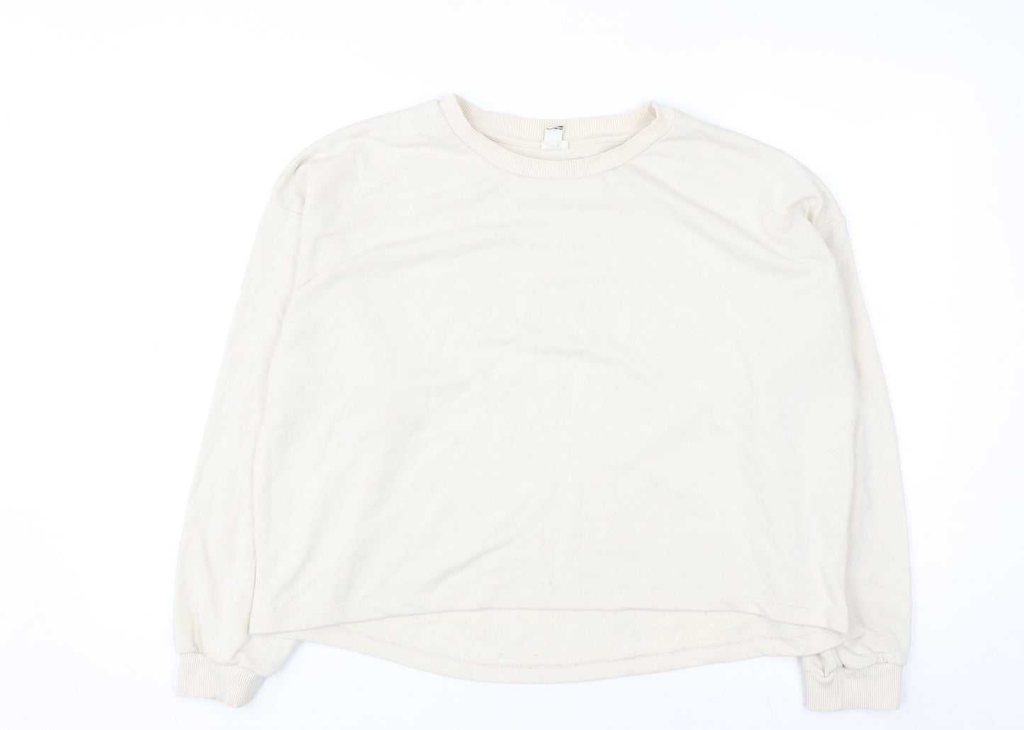River Island Women Beige Cotton Blend Pullover Sweatshirt M